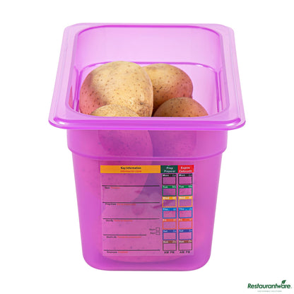 Wholesale Restaurantware Purple Allergen-Free Polypropylene 1/4 Size Food Pan - 6" Deep - 10.4" X 6.3" X 5.9"- Bulk
