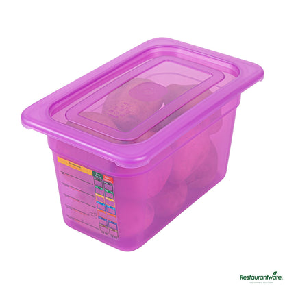 Wholesale Restaurantware Purple Allergen-Free Polypropylene Lid - Fits 1/4 Size Food Pan - 10.6" X 6.5" X 0.4"- Bulk