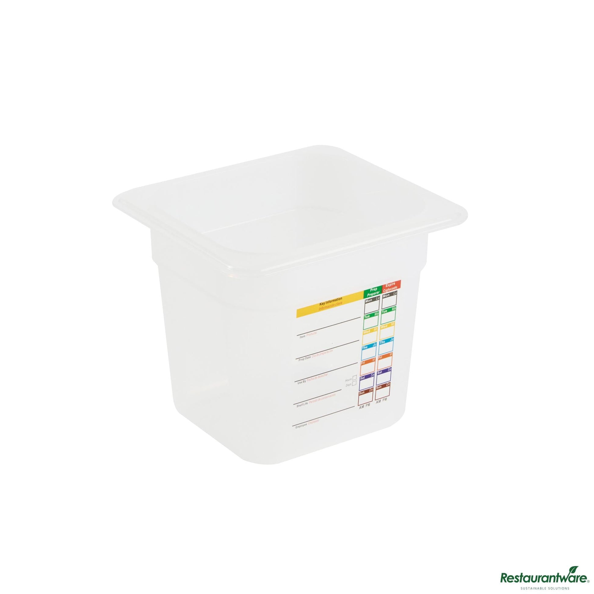 Wholesale Restaurantware Square White Polypropylene 1/6 Size Food Pan - 6.9" X 6.3" X 5.9"- Bulk