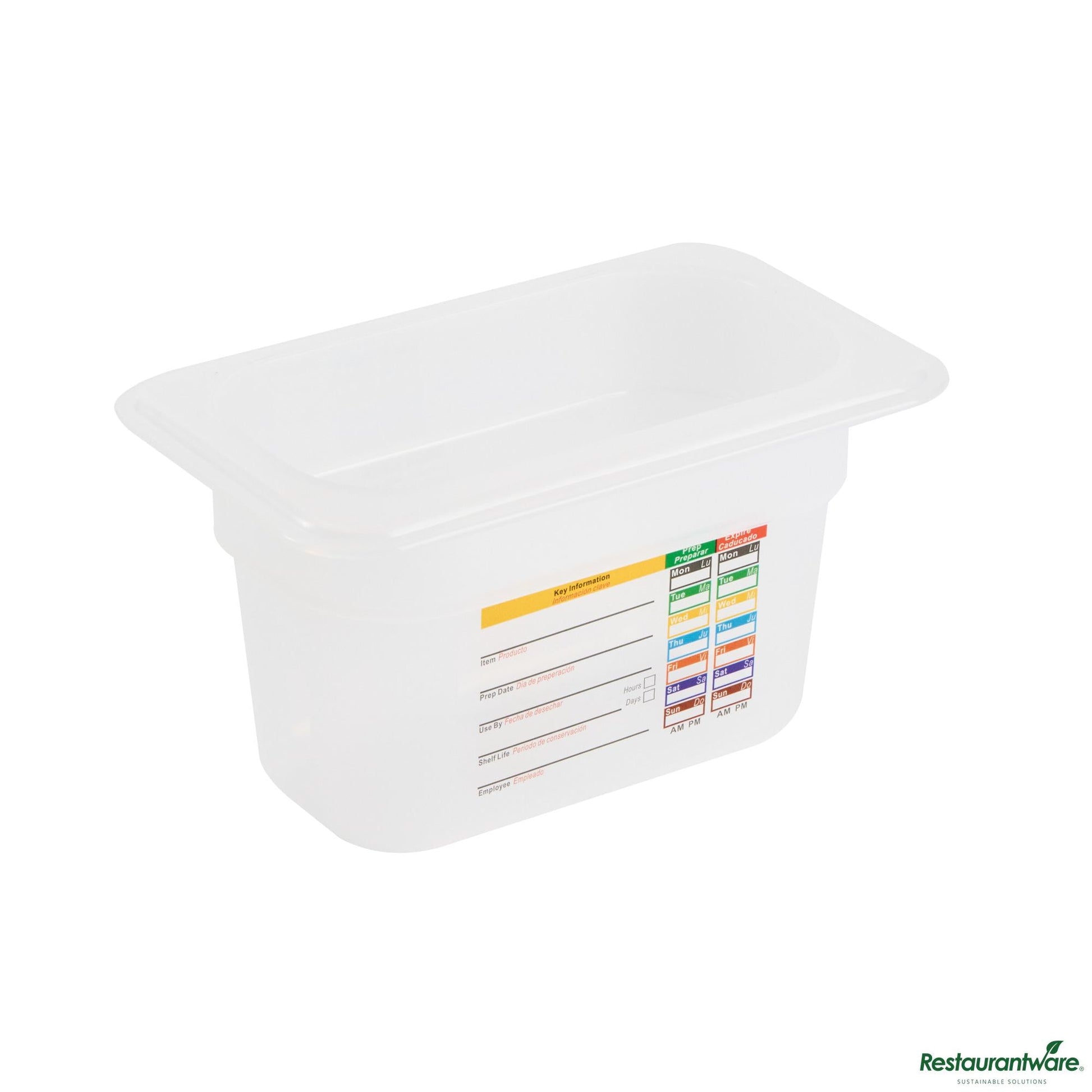 Wholesale Restaurantware Rectangle White Polypropylene 1/9 Size Food Pan - 6.9" X 4.3" X 3.9"- Bulk