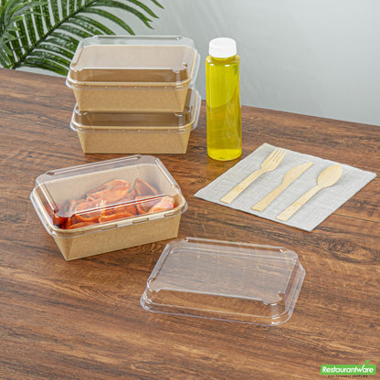 Wholesale Restaurantware Rectangle Clear Plastic Lid - Fits 44 Oz Serving Container - 7.8" X 5.9" X 1.3"- Bulk
