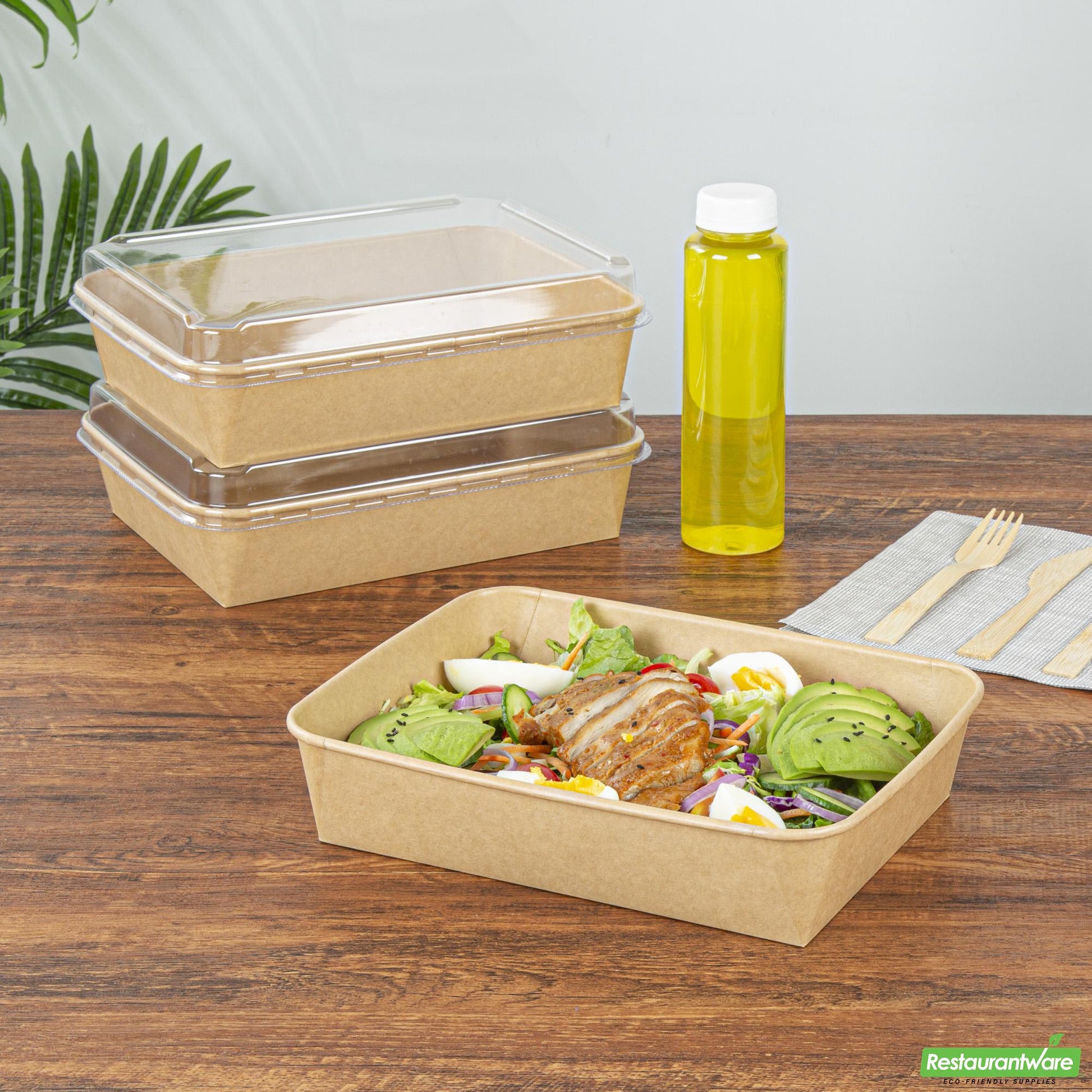 Wholesale Restaurantware 78 Oz Rectangle Kraft Paper Serving Container - 8.7" X 6.3" X 2.3"- Bulk