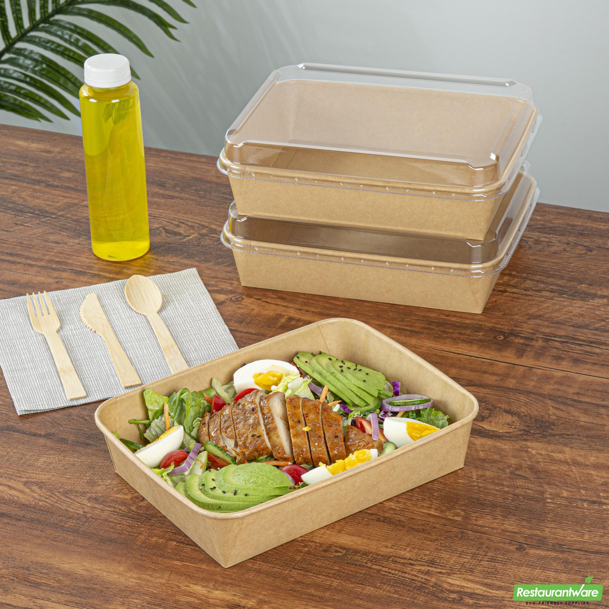 Wholesale Restaurantware 78 Oz Rectangle Kraft Paper Serving Container - 8.7" X 6.3" X 2.3"- Bulk