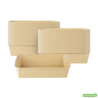 Wholesale Restaurantware 78 Oz Rectangle Kraft Paper Serving Container - 8.7" X 6.3" X 2.3"- Bulk
