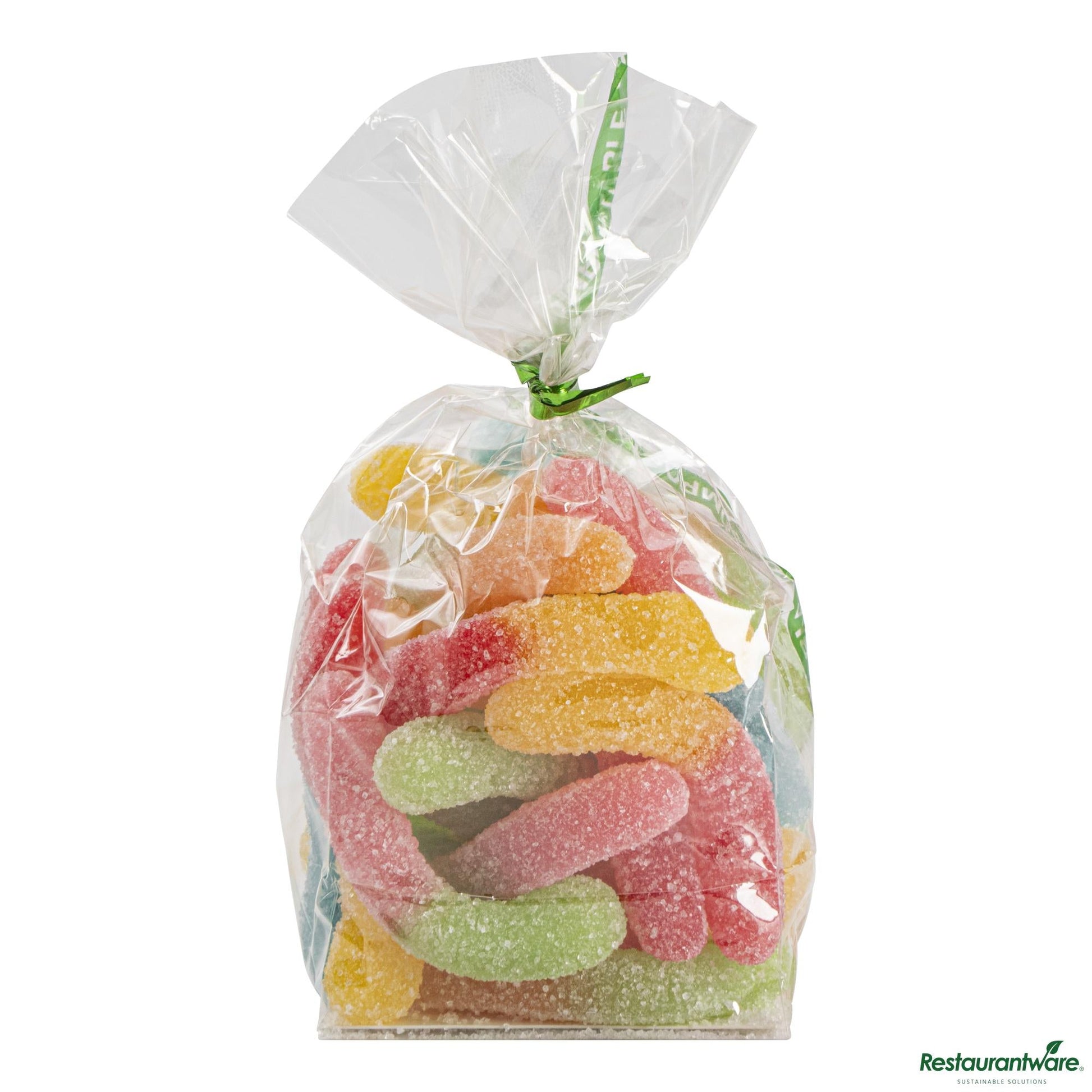 Wholesale Restaurantware Basic Nature Clear Plastic Gusset Bag - Compostable, Heat Sealable - 2" X 1.5" X 5"- Bulk