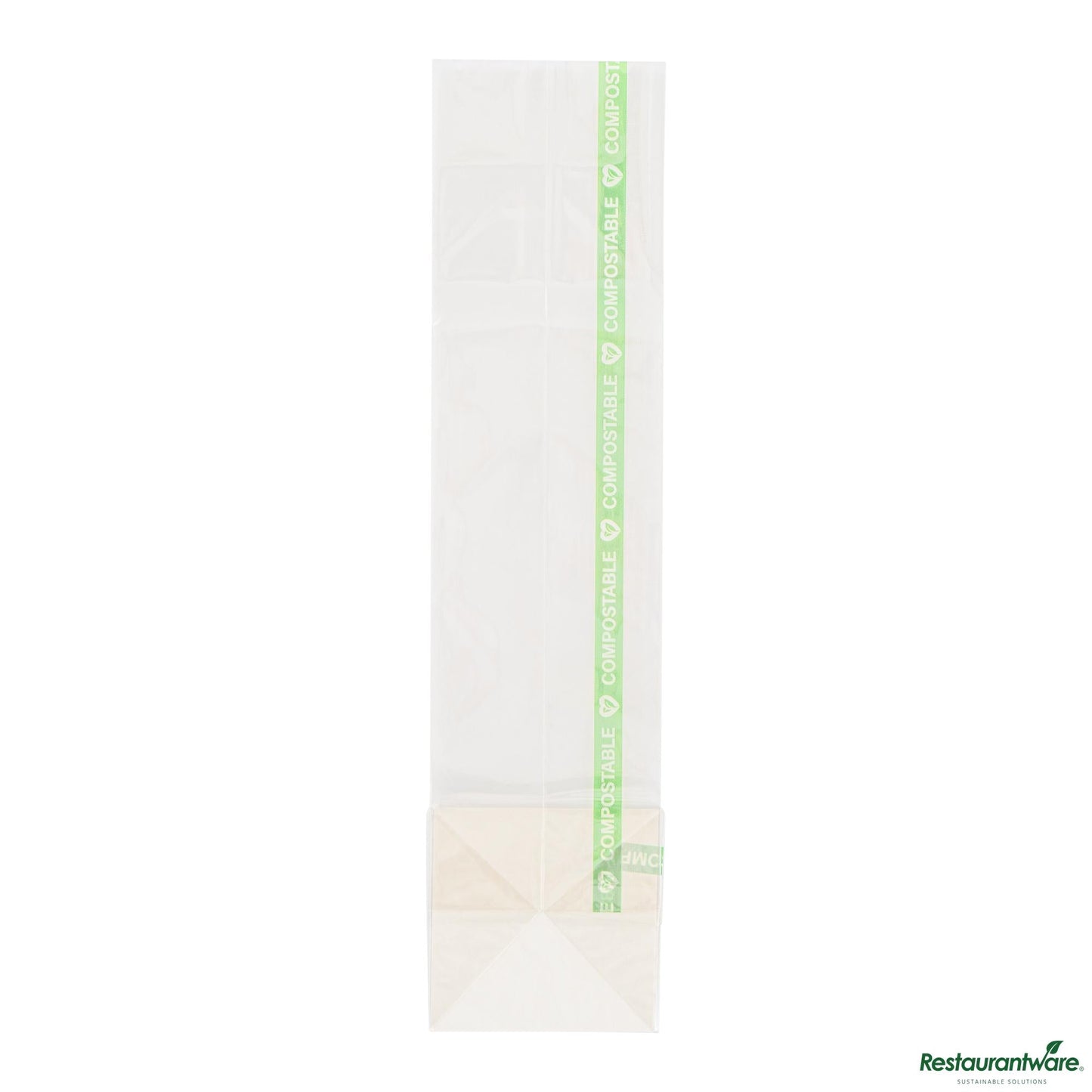 Wholesale Restaurantware Basic Nature Clear Plastic Gusset Bag - Compostable, Heat Sealable - 2" X 2" X 8.3"- Bulk