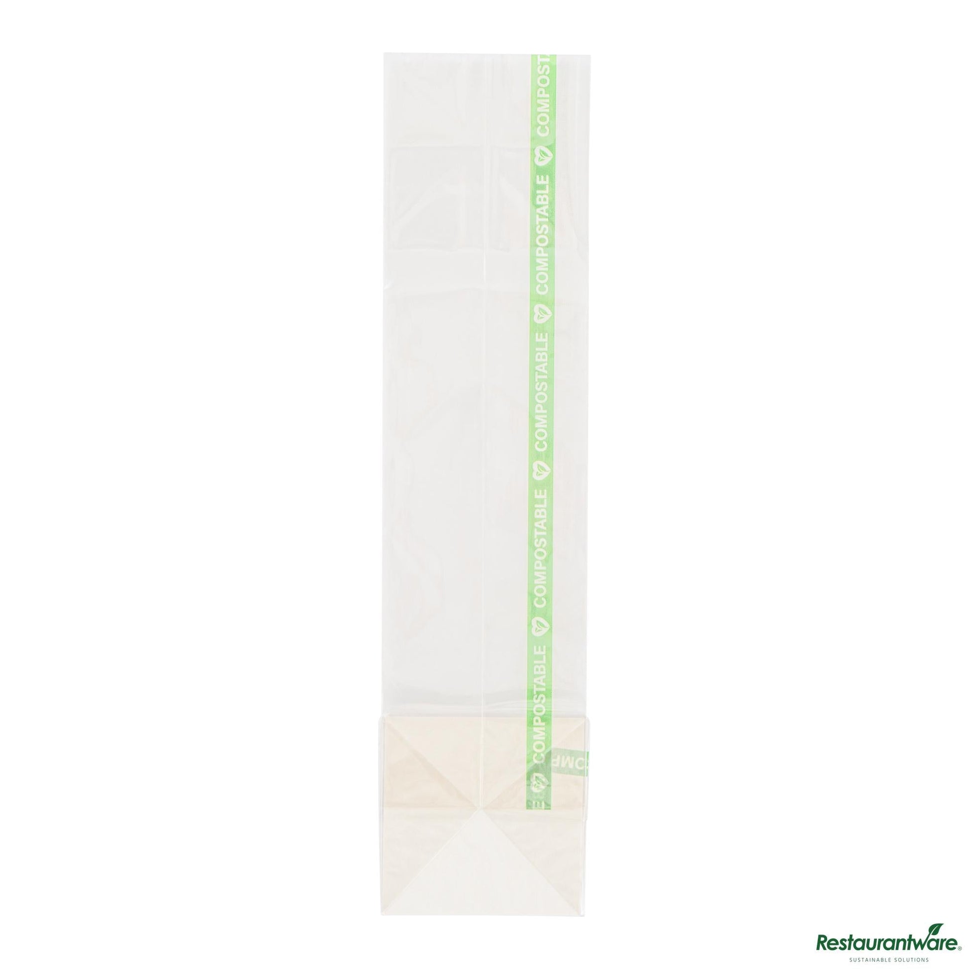 Wholesale Restaurantware Basic Nature Clear Plastic Gusset Bag - Compostable, Heat Sealable - 2" X 2" X 8.3"- Bulk