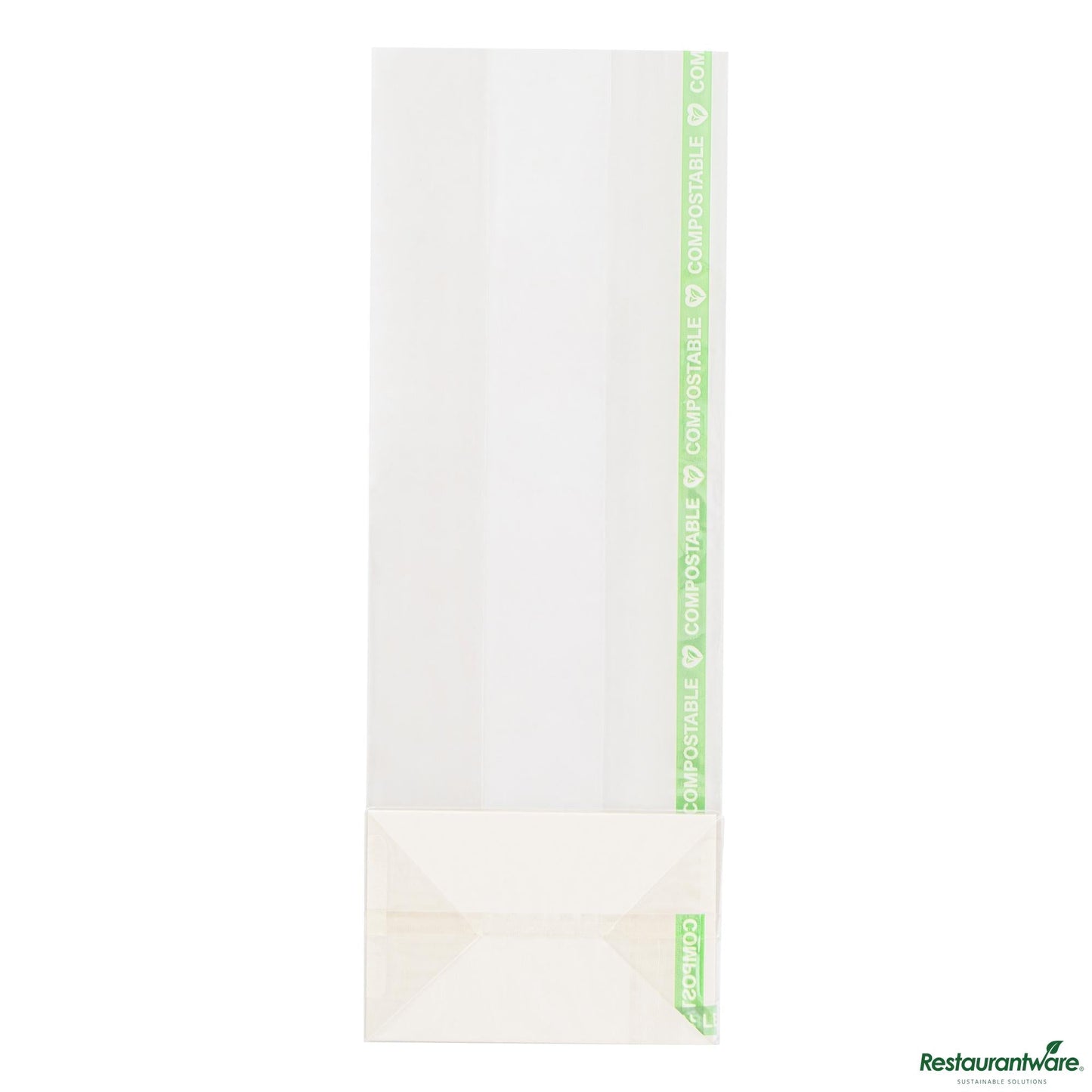 Wholesale Restaurantware Basic Nature Clear Plastic Gusset Bag - Compostable, Heat Sealable - 3" X 2" X 8.1"- Bulk