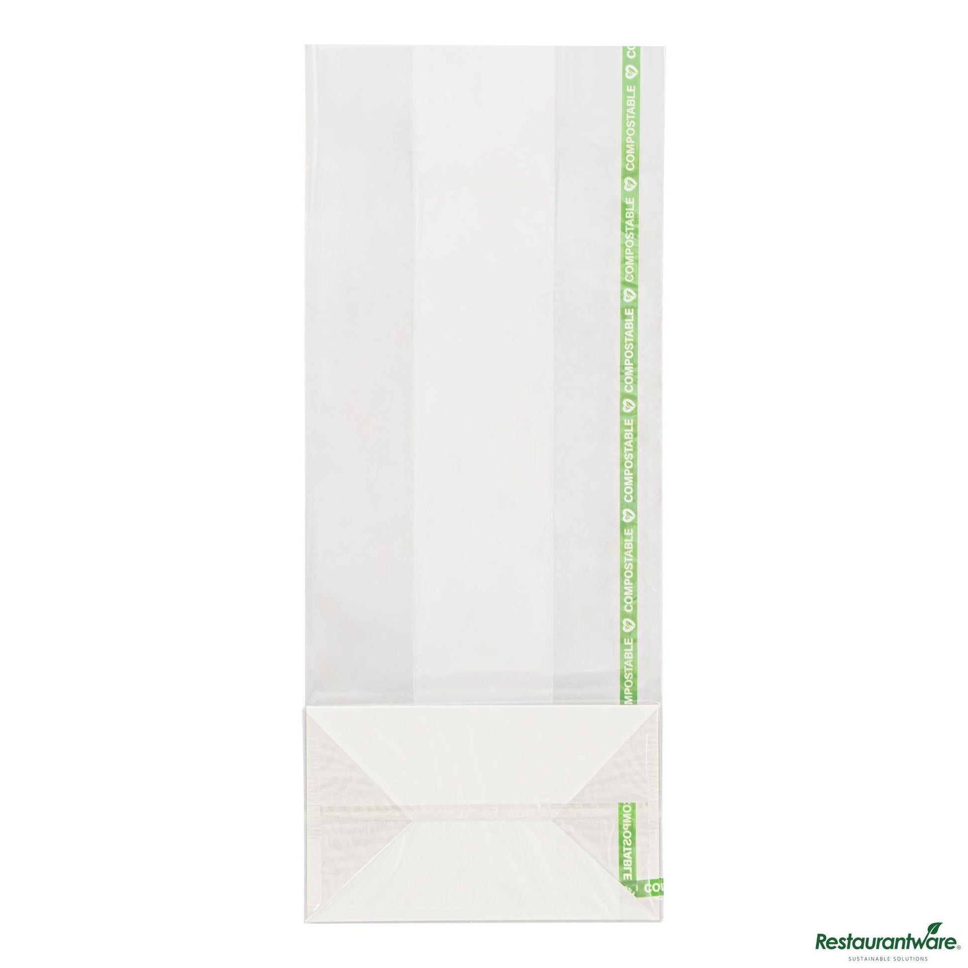 Wholesale Restaurantware Basic Nature Clear Plastic Gusset Bag - Compostable, Heat Sealable - 5" X 3" X 12"- Bulk