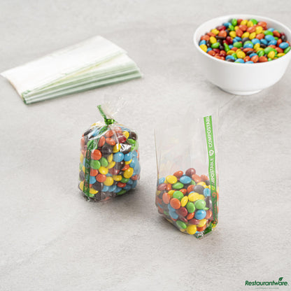 Wholesale Restaurantware Basic Nature Clear Plastic Gusset Bag - Compostable, Heat Sealable - 2" X 1" X 5"- Bulk