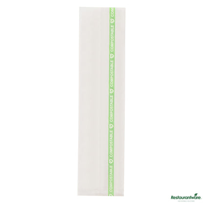 Wholesale Restaurantware Basic Nature Clear Plastic Gusset Bag - Compostable, Heat Sealable - 2" X 2" X 8.3"- Bulk