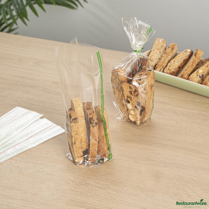 Wholesale Restaurantware Basic Nature Clear Plastic Gusset Bag - Compostable, Heat Sealable - 2.5" X 2" X 9.8"- Bulk
