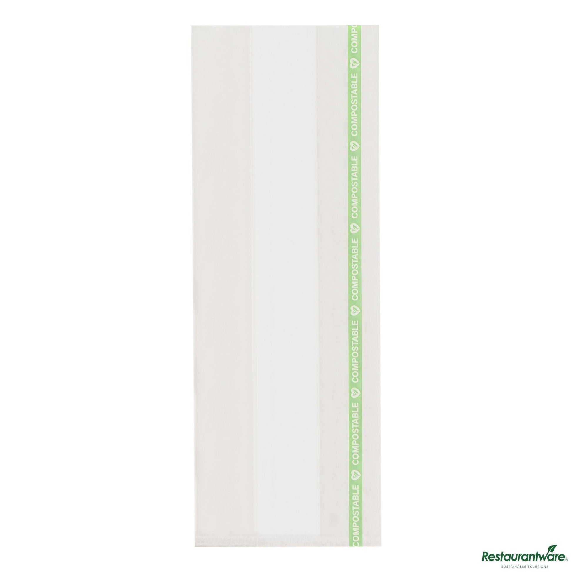 Wholesale Restaurantware Basic Nature Clear Plastic Gusset Bag - Compostable, Heat Sealable - 3.5" X 2.3" X 9.8"- Bulk