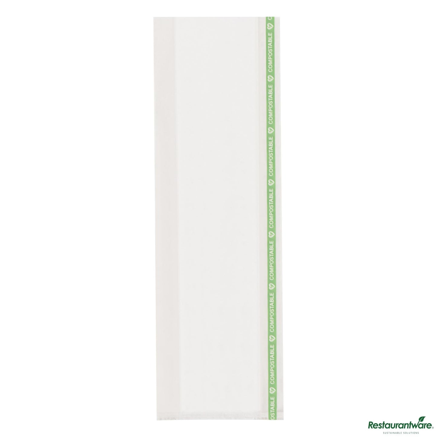 Wholesale Restaurantware Basic Nature Clear Plastic Gusset Bag - Compostable, Heat Sealable - 3.8" X 1.3" X 12"- Bulk