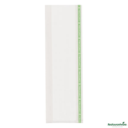 Wholesale Restaurantware Basic Nature Clear Plastic Gusset Bag - Compostable, Heat Sealable - 3.8" X 1.3" X 12"- Bulk