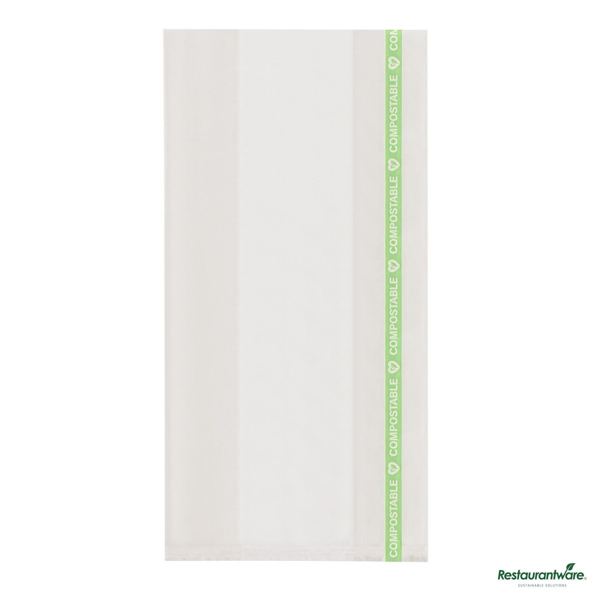 Wholesale Restaurantware Basic Nature Clear Plastic Gusset Bag - Compostable, Heat Sealable - 4" X 2.3" X 8.1"- Bulk