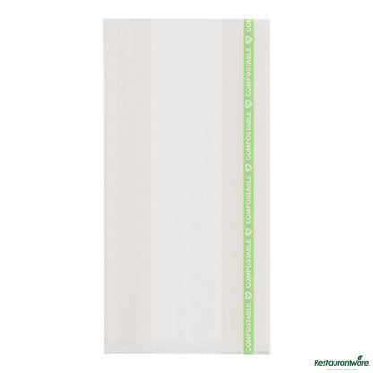 Wholesale Restaurantware Basic Nature Clear Plastic Gusset Bag - Compostable, Heat Sealable - 4" X 2.3" X 8.1"- Bulk