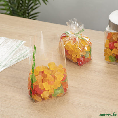 Wholesale Restaurantware Basic Nature Clear Plastic Gusset Bag - Compostable, Heat Sealable - 4" X 2.3" X 8.1"- Bulk
