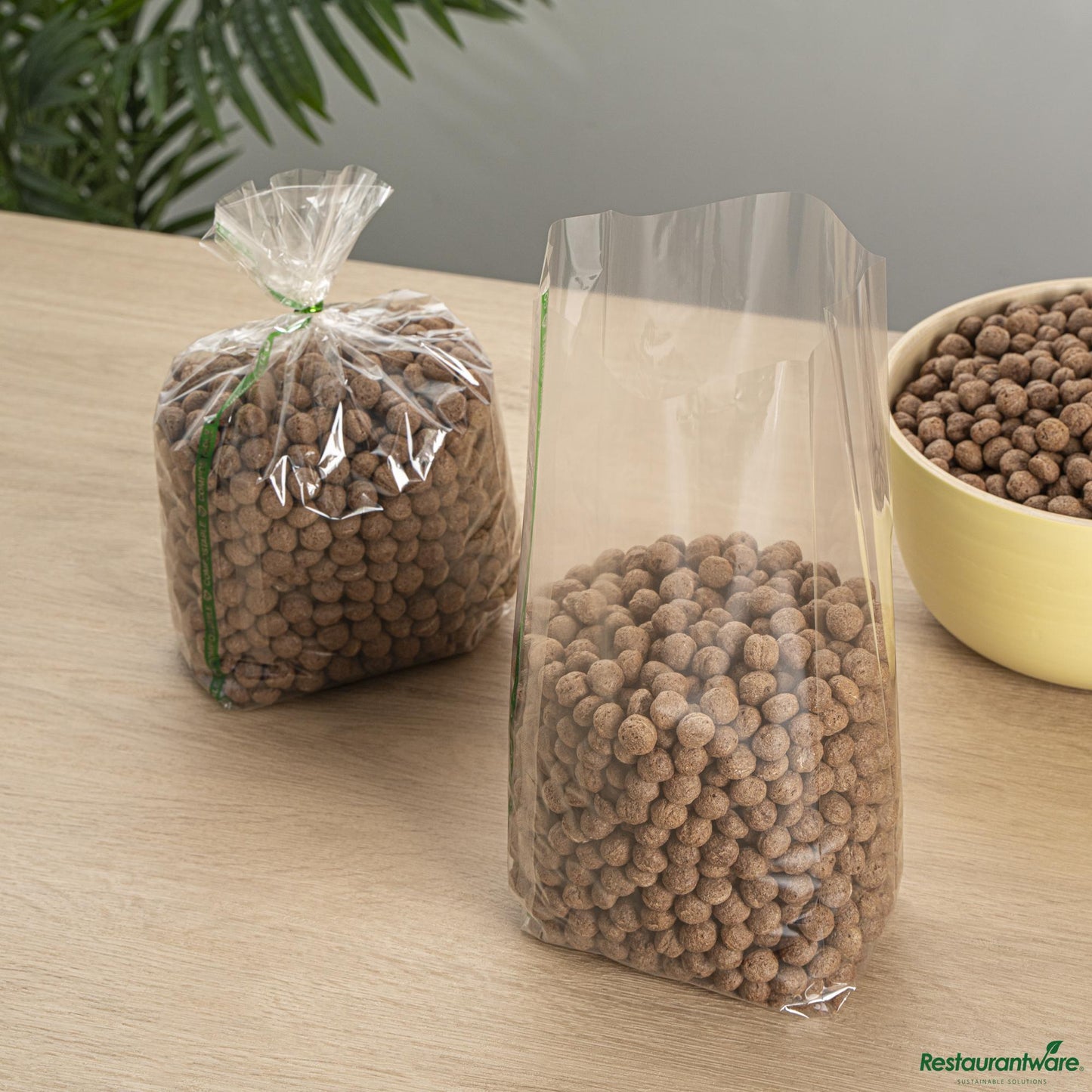 Wholesale Restaurantware Basic Nature Clear Plastic Gusset Bag - Compostable, Heat Sealable - 5" X 3" X 12"- Bulk