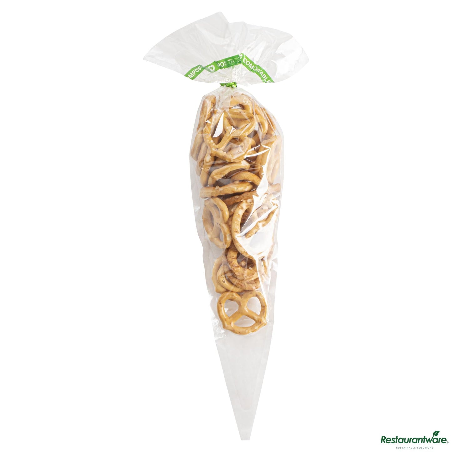 Wholesale Restaurantware Basic Nature Clear Plastic Cone Bag - Compostable, High Clarity - 12" X 6" X 0.01"- Bulk