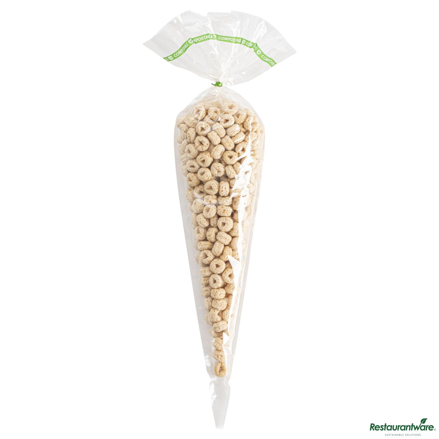 Wholesale Restaurantware Basic Nature Clear Plastic Cone Bag - Compostable, High Clarity - 17" X 7.5" X 0.01"- Bulk
