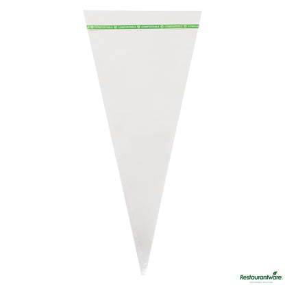 Wholesale Restaurantware Basic Nature Clear Plastic Cone Bag - Compostable, High Clarity - 17" X 7.5" X 0.01"- Bulk