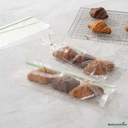 Wholesale Restaurantware Clear Plastic Bag - No Flap, Home Compostable, High Clarity - 13" X 5" X 0.01"- Bulk