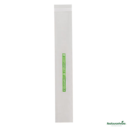 Wholesale Restaurantware Clear Plastic Bag - with Flap, Home Compostable, High Clarity - 8" X 1" X 0.01"- Bulk