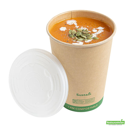 Wholesale Restaurantware Round White Pla Plastic Lid - Compostable - 4.5" X 4.5" X 0.4"- Bulk