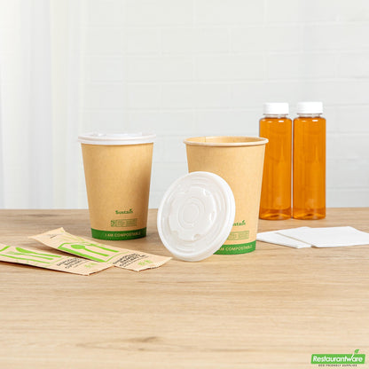 Wholesale Restaurantware Round White Pla Plastic Lid - Compostable - 4.5" X 4.5" X 0.4"- Bulk
