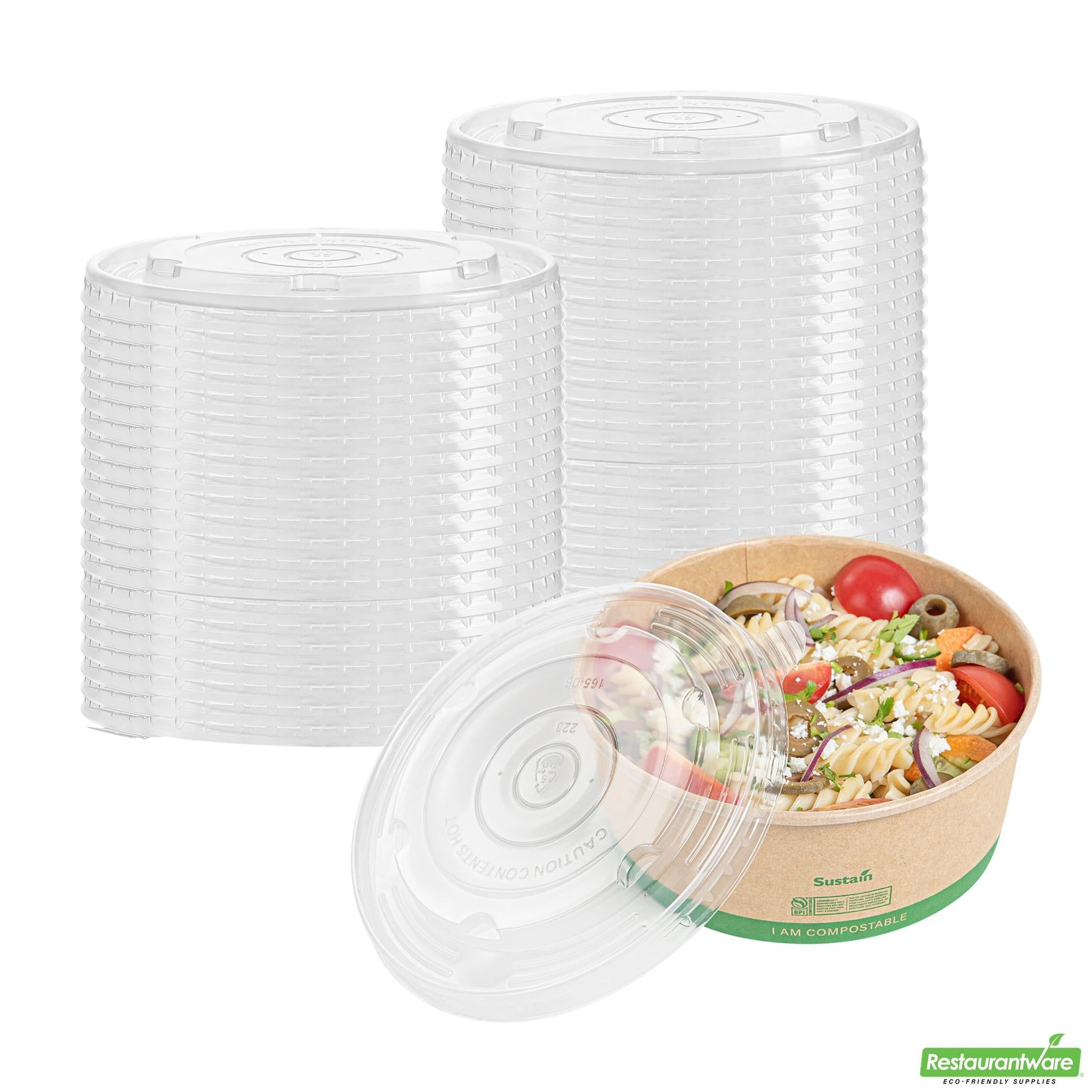 Wholesale Restaurantware Round Clear Plastic Lid - Fits 37 & 44 Oz Take Out Container - 6.5" X 6.5" X 0.4"- Bulk