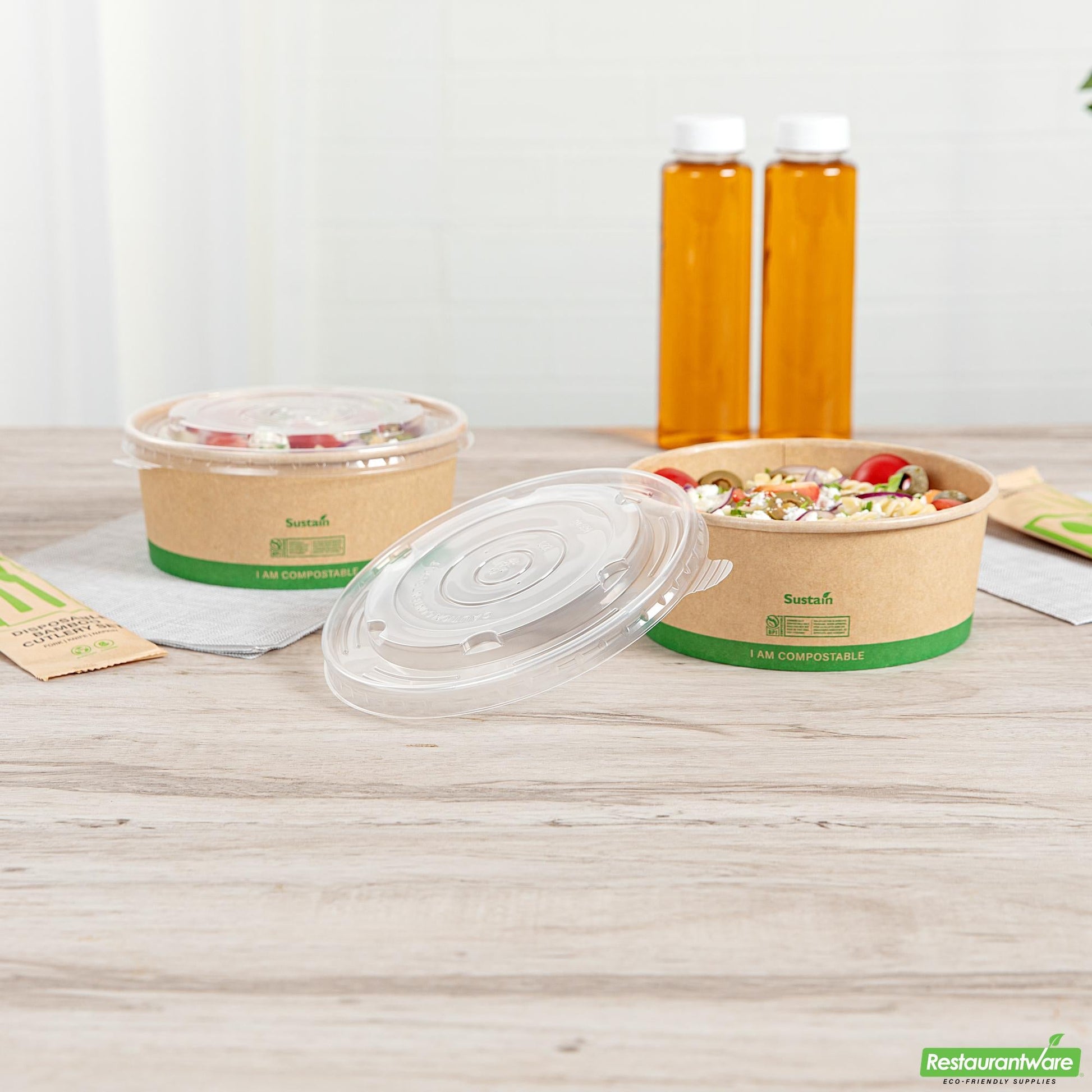 Wholesale Restaurantware Round Clear Plastic Lid - Fits 37 & 44 Oz Take Out Container - 6.5" X 6.5" X 0.4"- Bulk