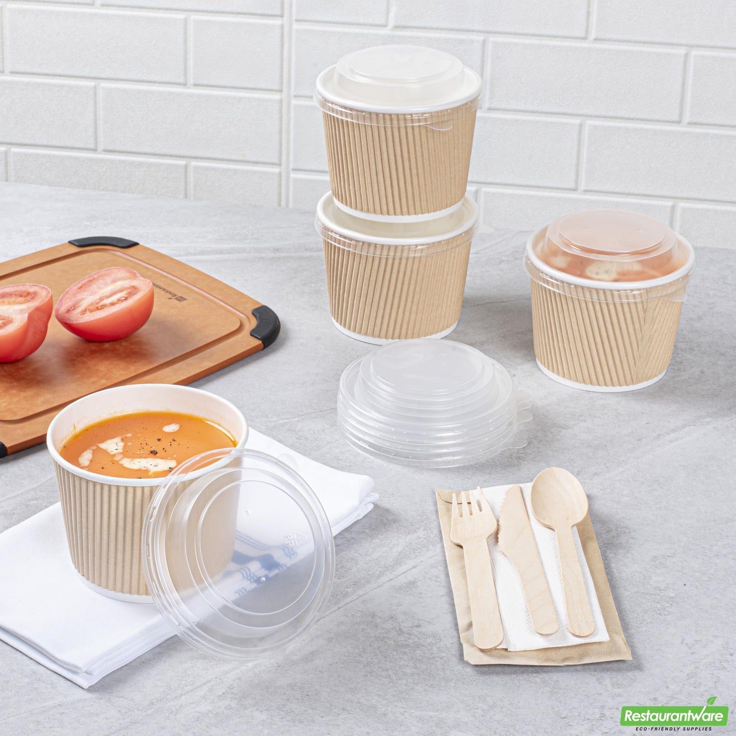 Wholesale Restaurantware Bio Tek Round Clear Plastic Soup Container Lid - Fits 12 / 18 Oz - 25 Count Box- Bulk