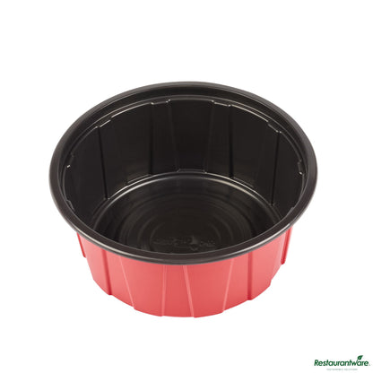 Wholesale Restaurantware 42 Oz Round Red Plastic to Go Box - Microwave-Safe - 7.1" X 7.1" X 3.2"- Bulk