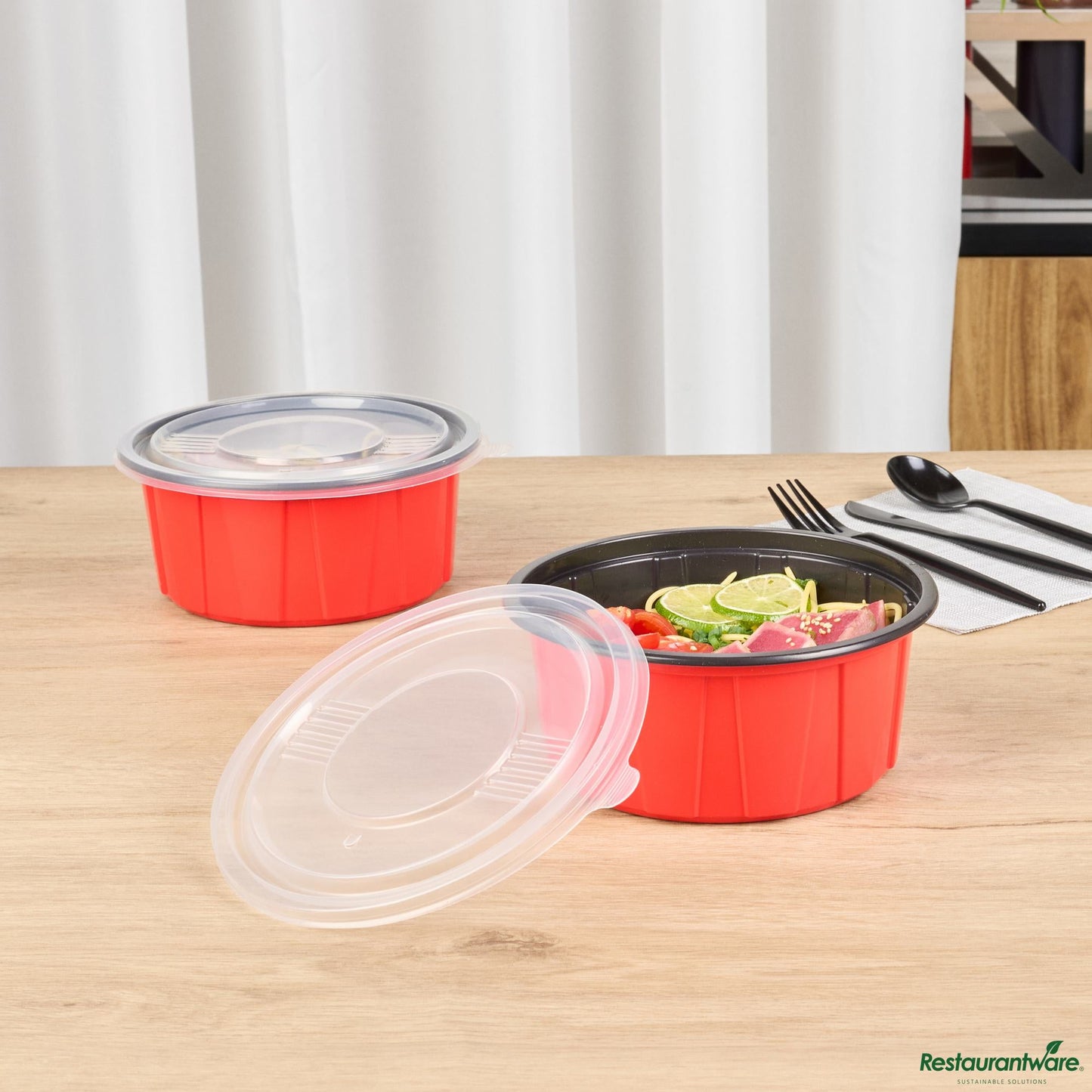 Wholesale Restaurantware Round Clear Plastic Lid - Fits 42 and 58 Oz to Go Box - 7.3" X 7.3" X 0.4"- Bulk