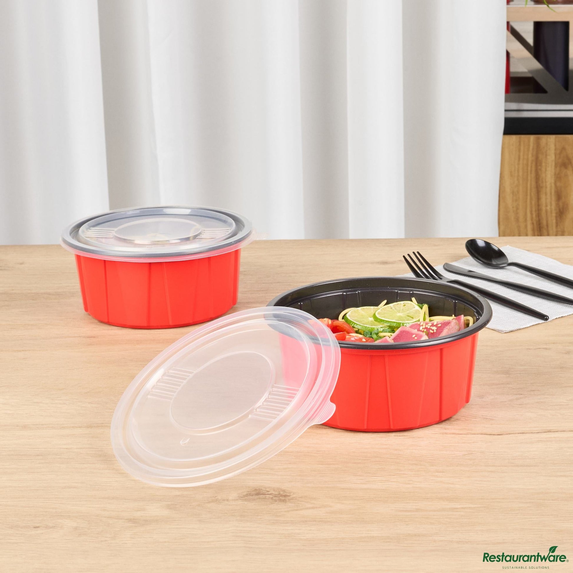 Wholesale Restaurantware Round Clear Plastic Lid - Fits 42 and 58 Oz to Go Box - 7.3" X 7.3" X 0.4"- Bulk