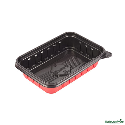 Wholesale Restaurantware 16 Oz Rectangle Red Plastic to Go Box - Microwave-Safe - 7.2" X 4.8" X 1.6"- Bulk
