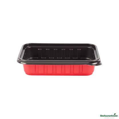 Wholesale Restaurantware 16 Oz Rectangle Red Plastic to Go Box - Microwave-Safe - 7.2" X 4.8" X 1.6"- Bulk