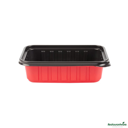 Wholesale Restaurantware 22 Oz Rectangle Red Plastic to Go Box - Microwave-Safe - 7.2" X 4.8" X 2"- Bulk