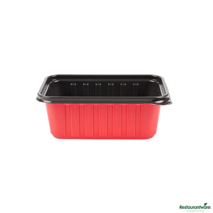Wholesale Restaurantware 31 Oz Rectangle Red Plastic to Go Box - Microwave-Safe - 7.2" X 4.8" X 2.6"- Bulk