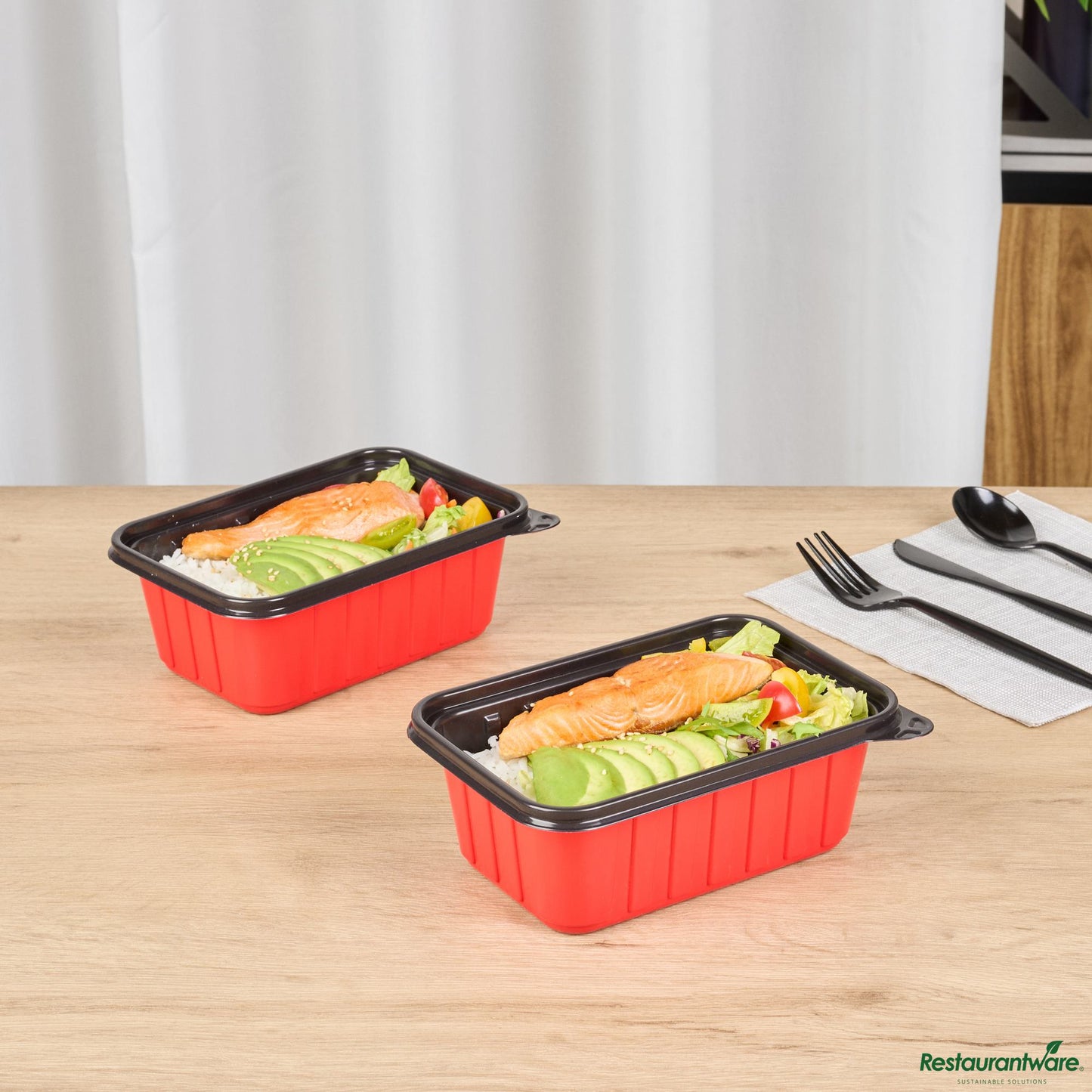 Wholesale Restaurantware 31 Oz Rectangle Red Plastic to Go Box - Microwave-Safe - 7.2" X 4.8" X 2.6"- Bulk
