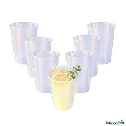 Wholesale Restaurantware 12 Oz Iridescent Plastic Hot / Cold Drinking Cup - 3.5" X 3.5" X 4.5"- Bulk