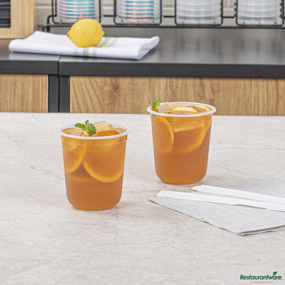 Wholesale Restaurantware 13 Oz U-Shape Frosted Plastic Hot / Cold Drinking Cup - 2.3" X 2.3" X 3.7"- Bulk
