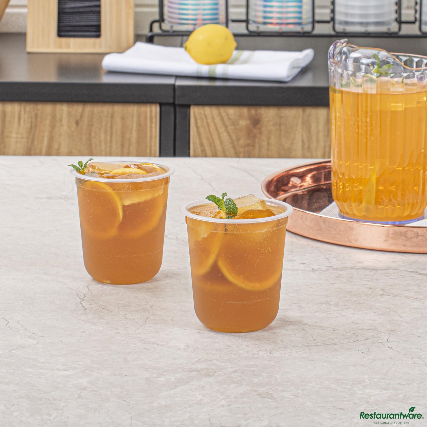 Wholesale Restaurantware 13 Oz U-Shape Frosted Plastic Hot / Cold Drinking Cup - 2.3" X 2.3" X 3.7"- Bulk