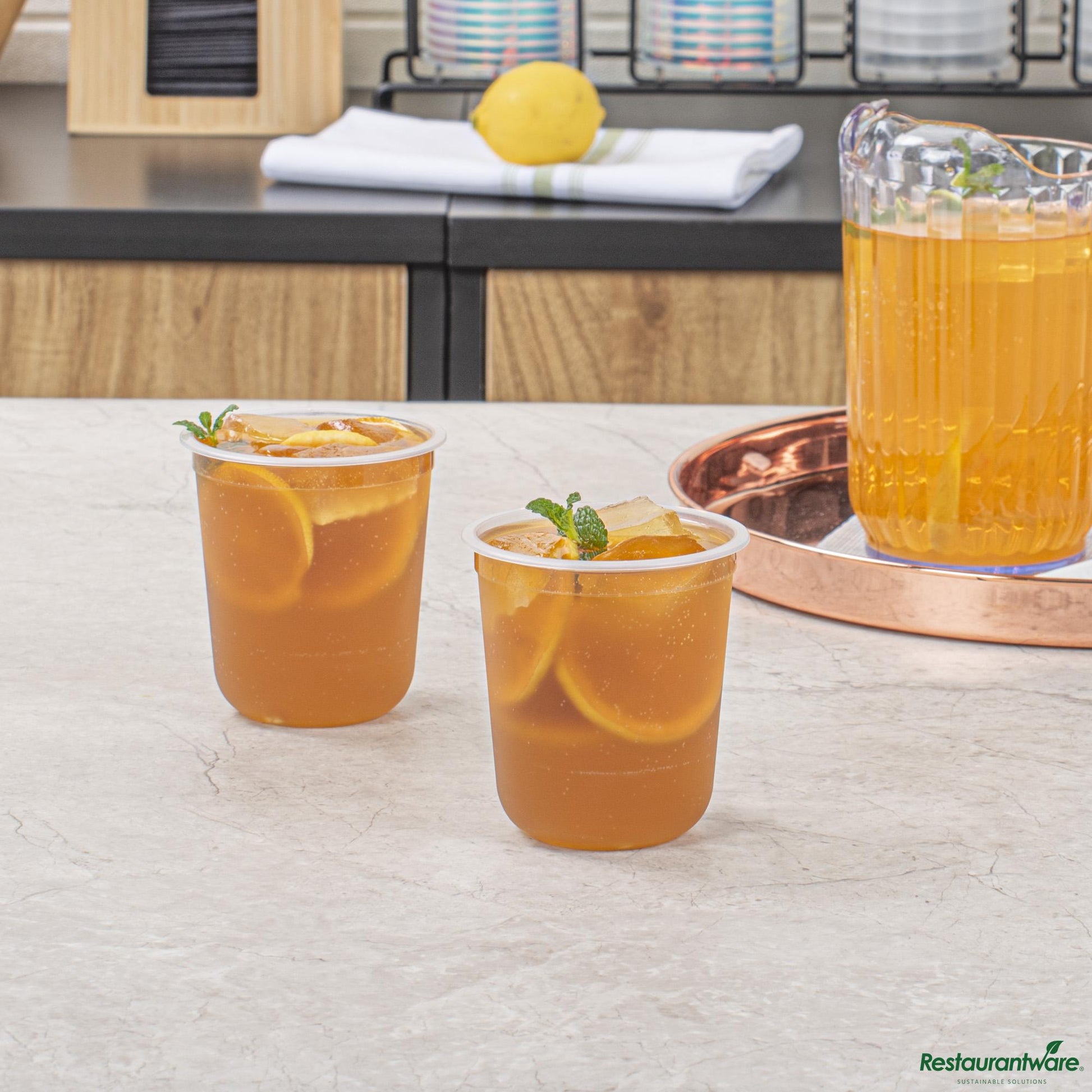 Wholesale Restaurantware 13 Oz U-Shape Frosted Plastic Hot / Cold Drinking Cup - 2.3" X 2.3" X 3.7"- Bulk