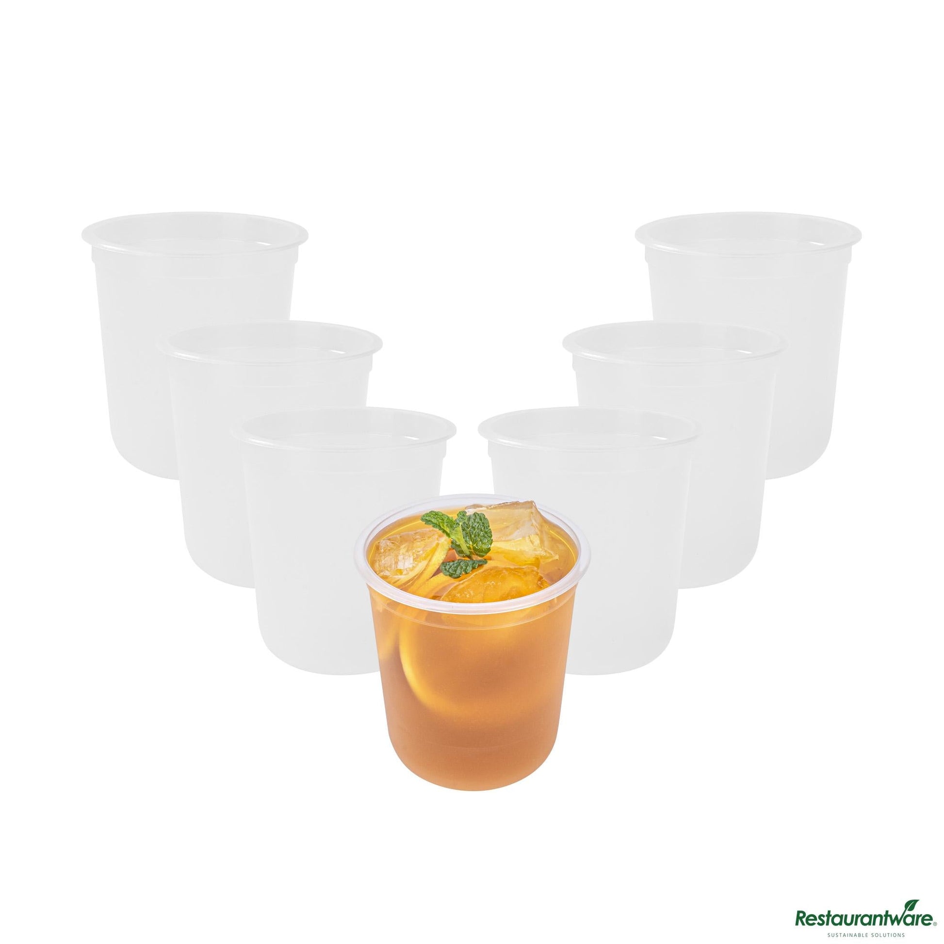 Wholesale Restaurantware 13 Oz U-Shape Frosted Plastic Hot / Cold Drinking Cup - 2.3" X 2.3" X 3.7"- Bulk