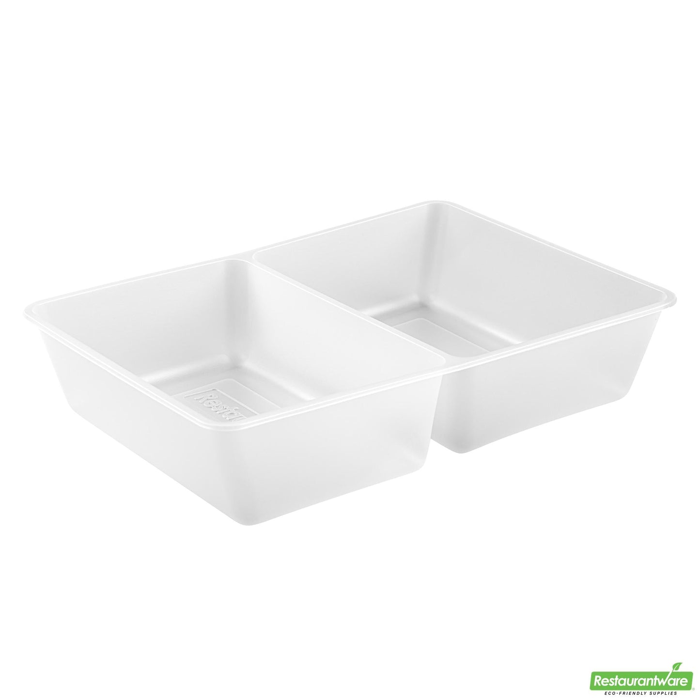 Wholesale Restaurantware 43 Oz White Plastic 2-Compartment Insert Tray - 8" X 6" X 1.8"- Bulk