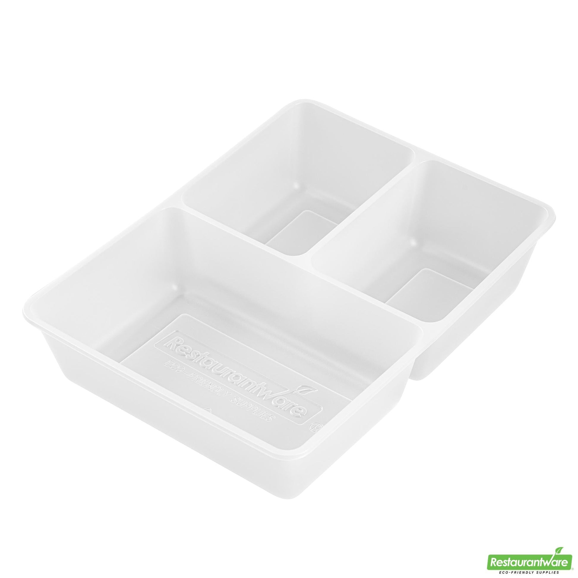 Wholesale Restaurantware 40 Oz White Plastic 3-Compartment Insert Tray - 8" X 6" X 1.8"- Bulk