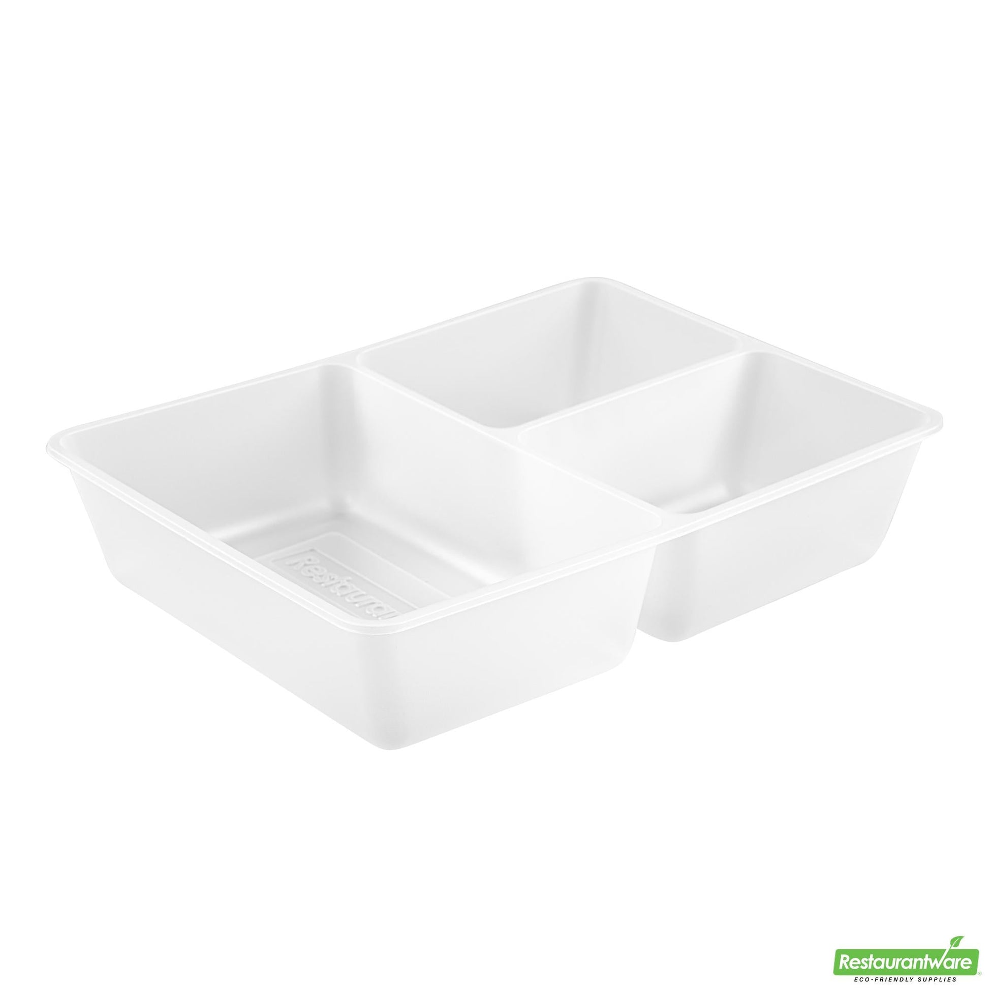 Wholesale Restaurantware 40 Oz White Plastic 3-Compartment Insert Tray - 8" X 6" X 1.8"- Bulk
