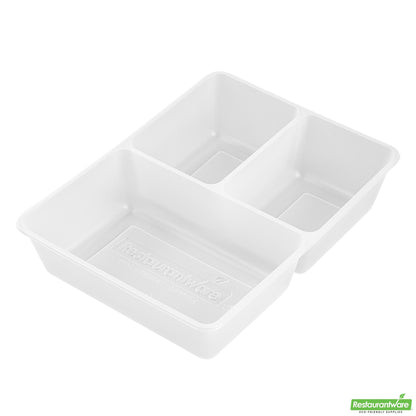 Wholesale Restaurantware 40 Oz White Plastic 3-Compartment Insert Tray - 8" X 6" X 1.8"- Bulk